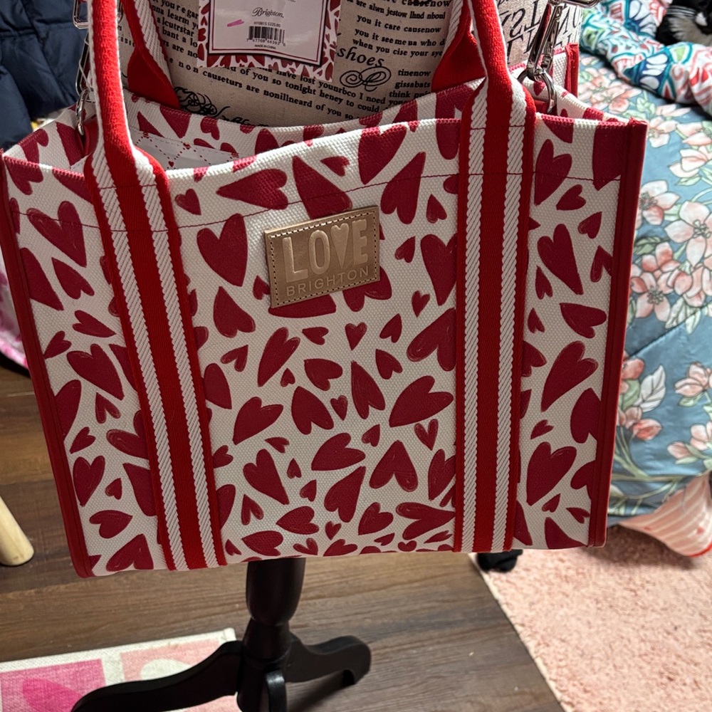 Brighton Love Red and White Heart Tote